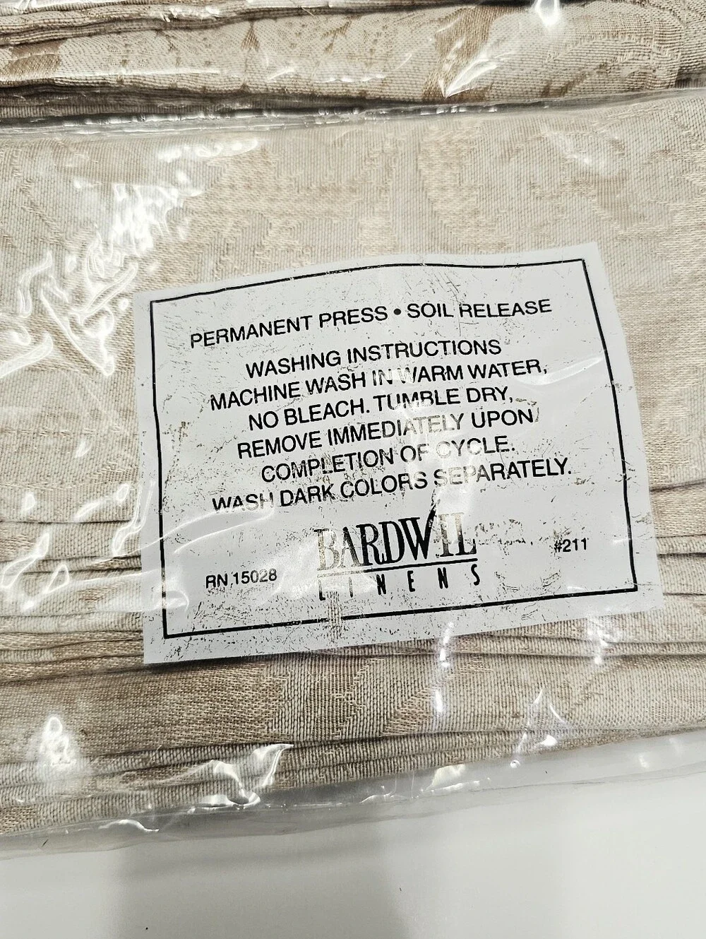 Bardwil Linens Beige Damask Dinner Napkins 20X20 Deadstock